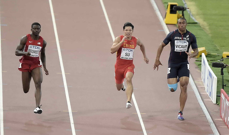 高清:男子100米决赛 博尔特夺冠苏炳添创历史