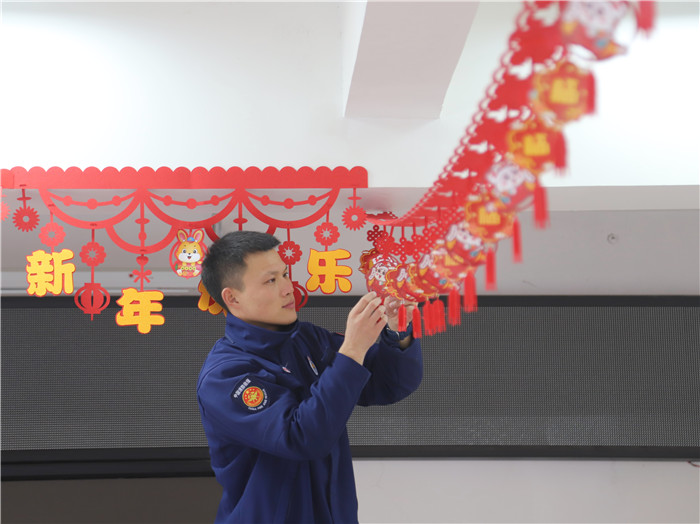 新春布置。山东消防供图