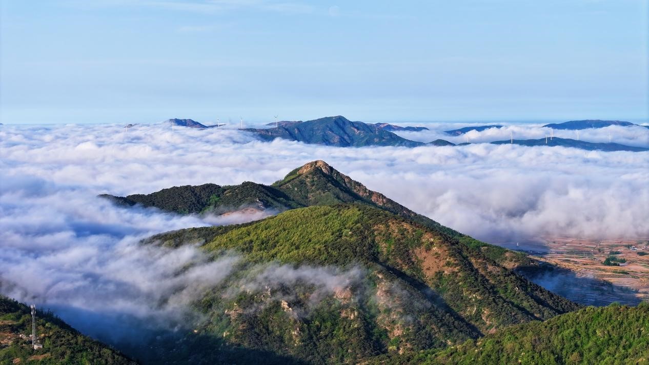 山顶俯瞰，云层就在周围环绕，仿佛触手可及。张宁 摄