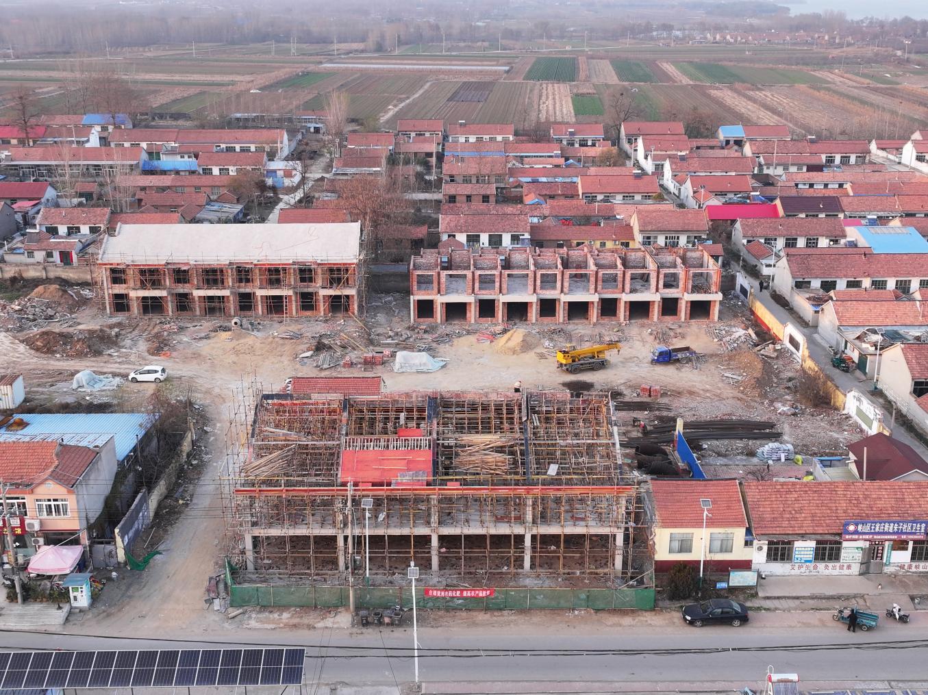 峡山湖中式小合院施工现场