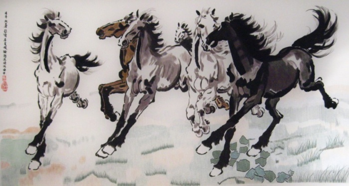 戎玉蕊發絲繡作品《六駿圖》。 受訪者供圖