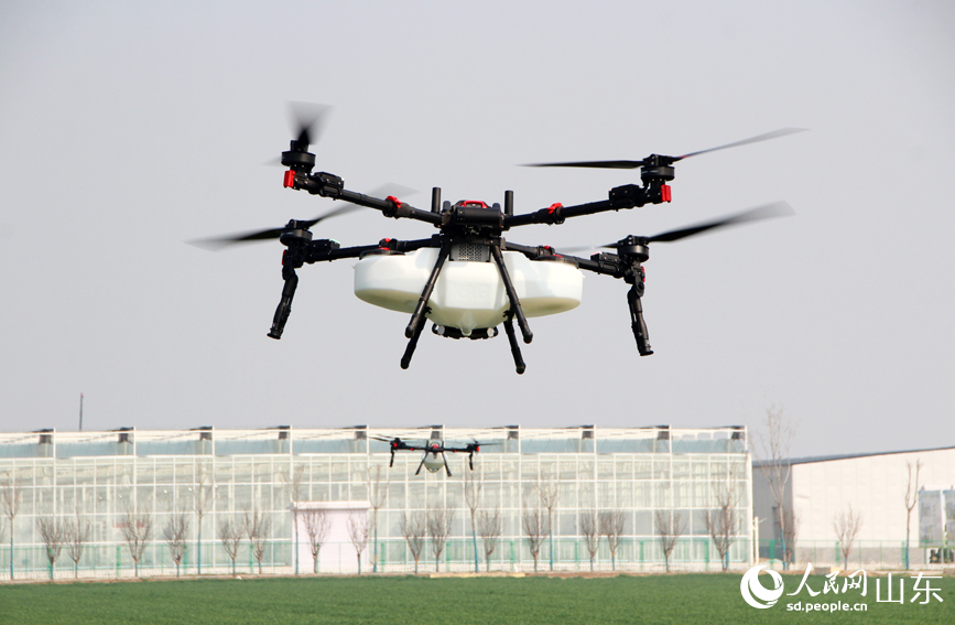 兩架無人機同時作業。人民網記者 宋翠攝