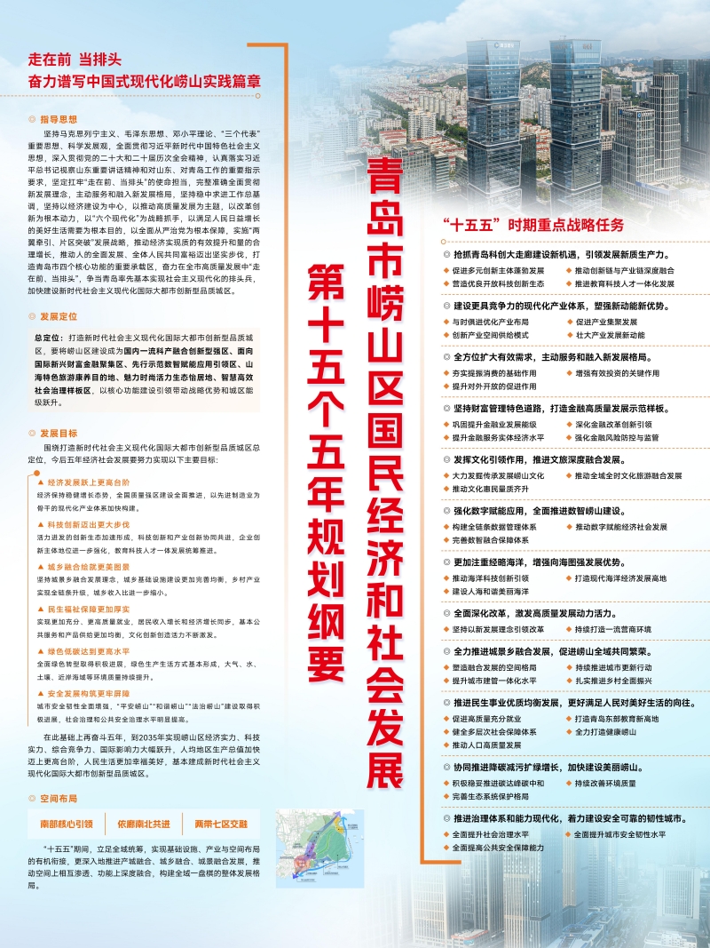 青岛市崂山区国民经济和社会发展第十五个五年规划纲要